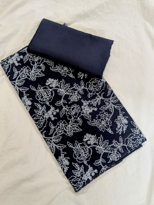 2PC MONO CHROME LAWN PRINT UNIQUE ARTICLE IN SUMMER COLLECTION 2026 ( NEVYBLUE)