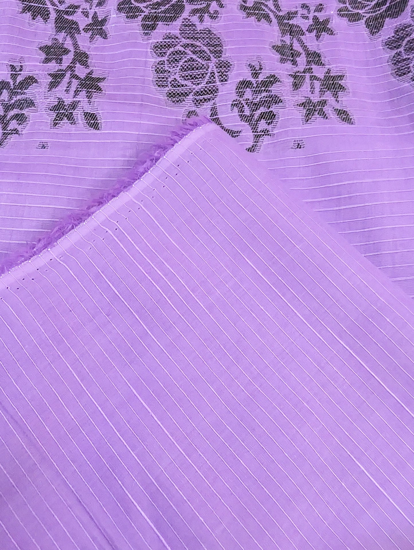 3PC SLUB DORYA LAWN WITH MULTI JACQUARD BANARSI VERY PREMIUM QUALITY LAWN DUPATA lawn 2026 premium summer collection (PURPLE LILAC)