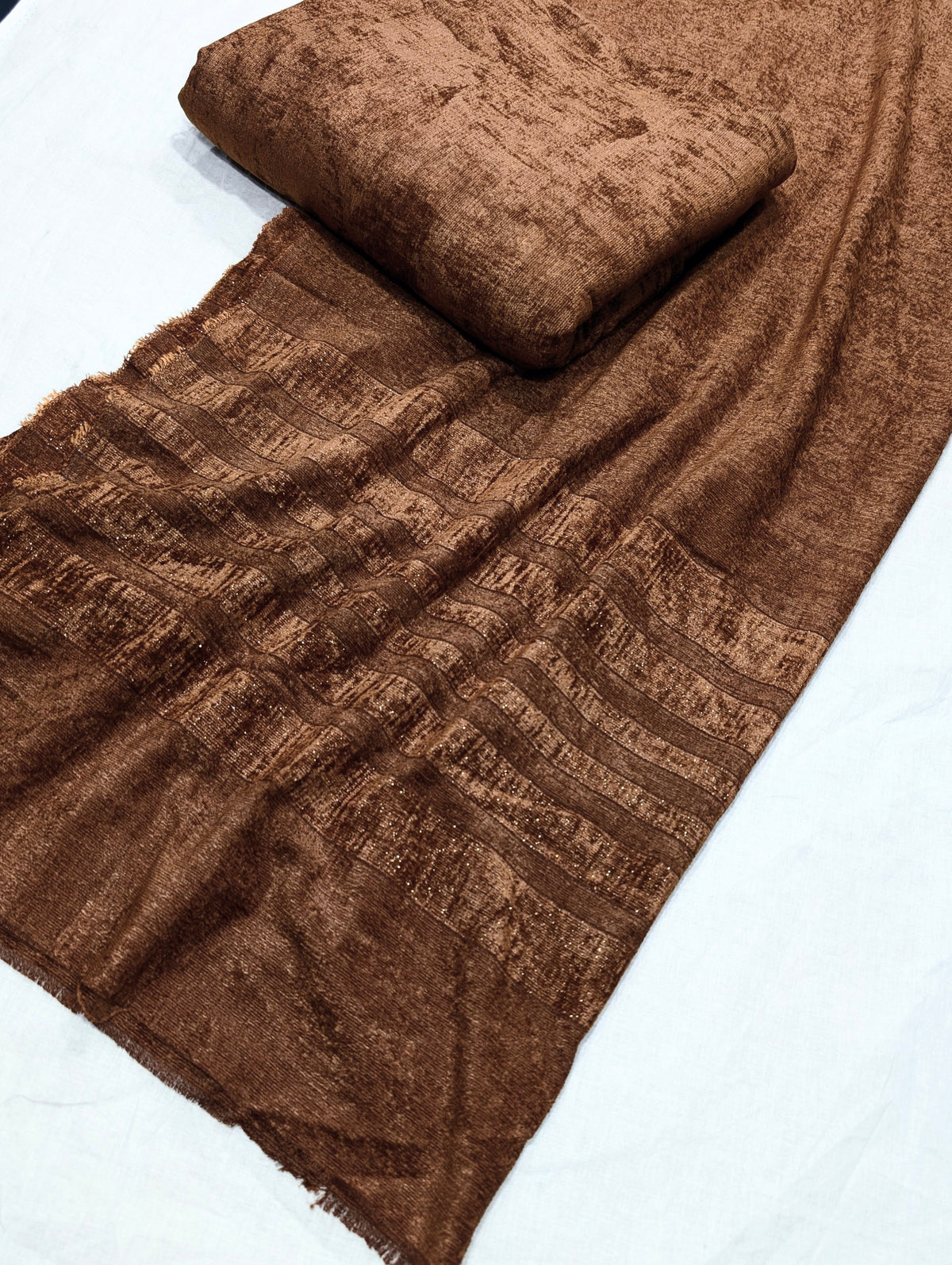 3PC SWEET LEATHER VELVET EXPORT QUALITY WINTER COLLECTION (CHOCOLATE BROWN) HUGE CASTUMAR DEMAND