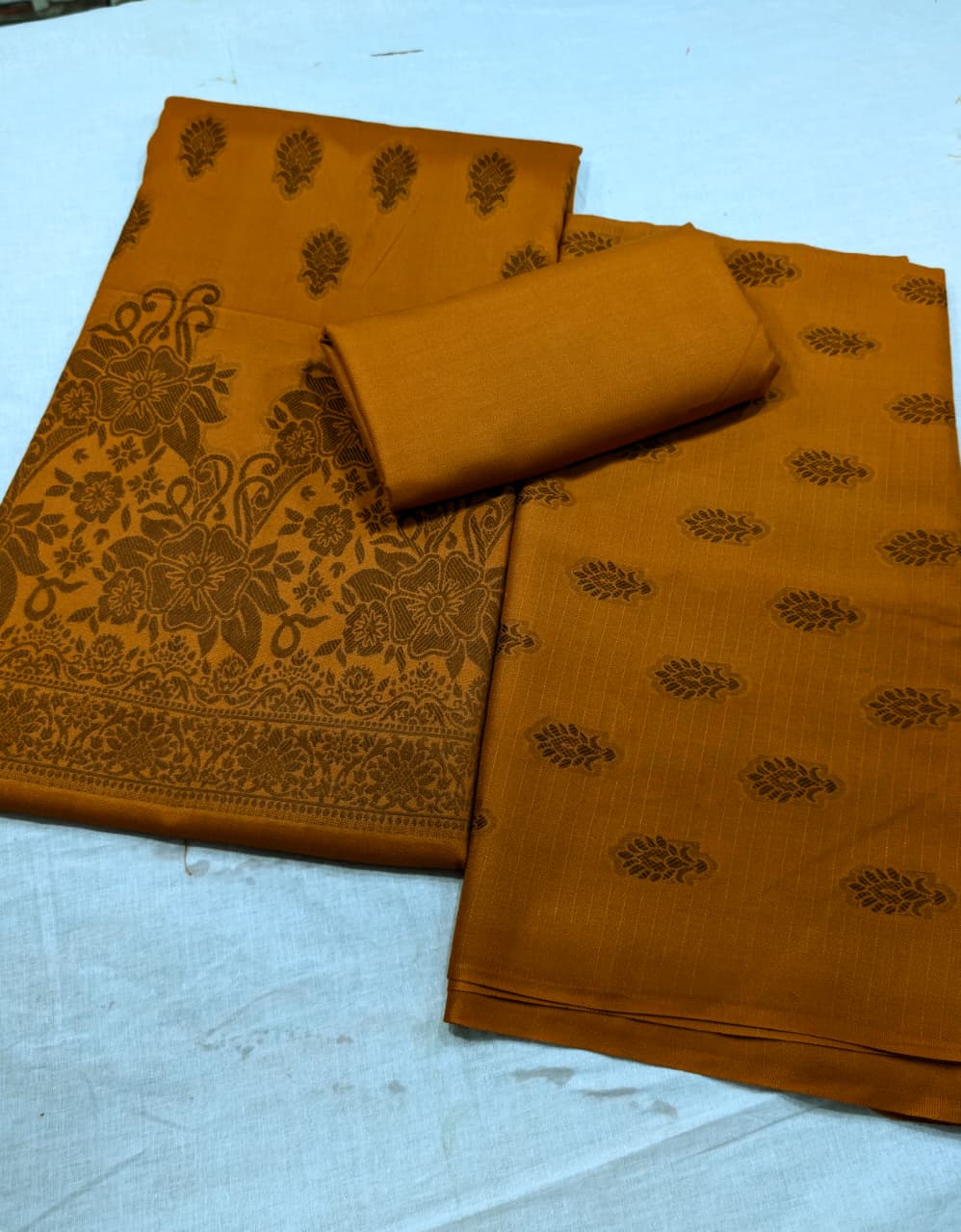 3PC MARINA MOTIF BROSHA VERY PREMIUM & MOST DEMANDING WINTER COLLECTION (RUST COLOR) HUGE CASTUMR DEMAND