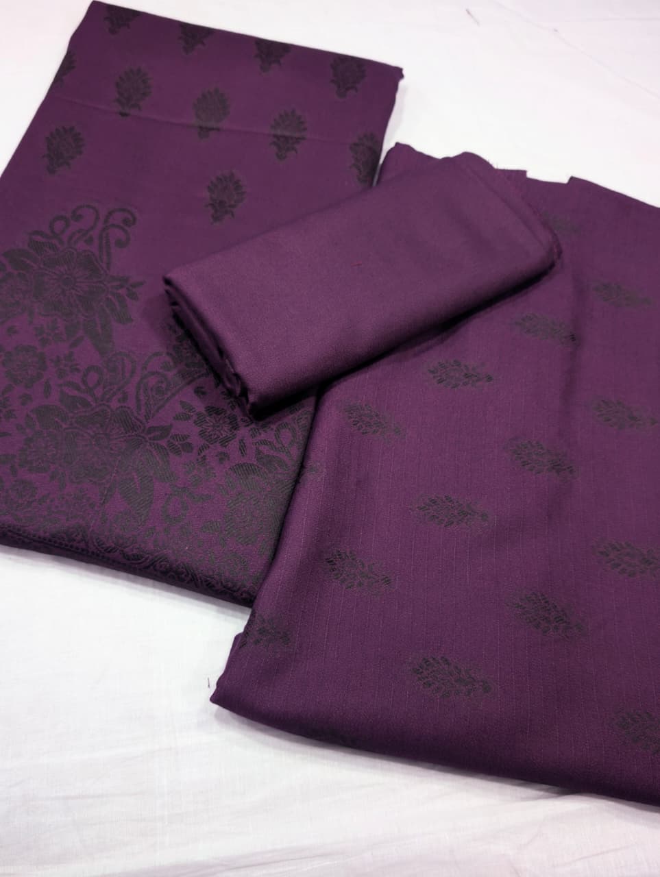 3PC MARINA MOTIF BROSHA VERY SOFT PREMIUM QUALITY WINTER COLLECTION (DARK PURPLE)