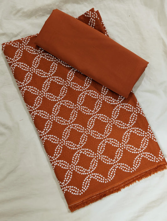 2PC MONO CHROME LAWN PRINT UNIQUE ARTICLE IN SUMMER COLLECTION D2 (COSMIC ORANGE)