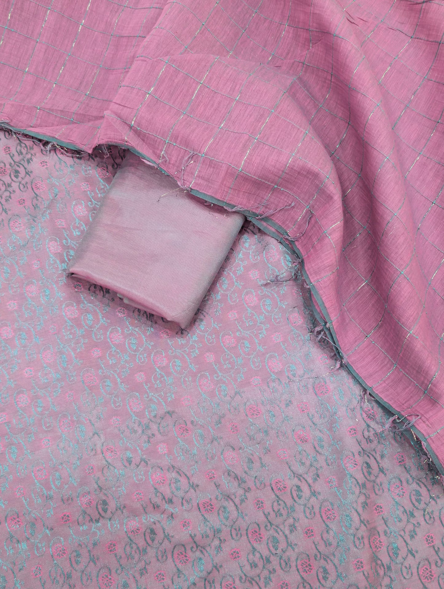 3PC SILK JAQUARD BANARSI LUXURY COLLECTION 2026(TEA PINK)