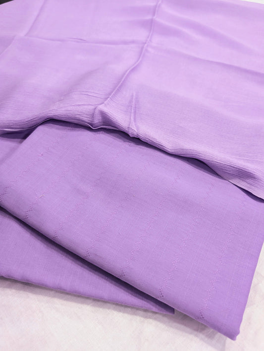 3PC SELF PRINTED LAWN PREMIUM QUALITY WITH 100 % PURE SHAFOON DUPATTA ( 3SLS000FL). PURPLE LILAC